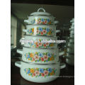 beauty flower Chinese kitchenware enamel strait pot set